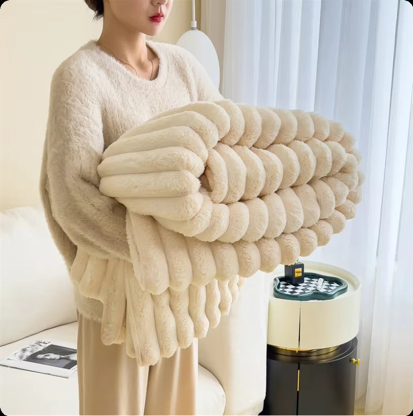 Solid Color Thickened Wide Striped Multifunctional Blanket, Pet Blanket,Bed Sheet Cover Blanket, Nap Blanket