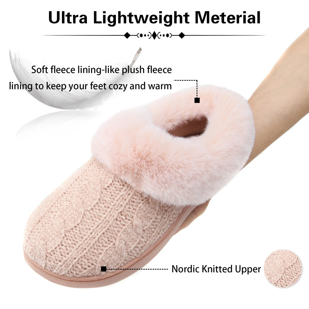 Winter Fuzzy Womens Slippers Fluffy House Slippers with Memory Foam